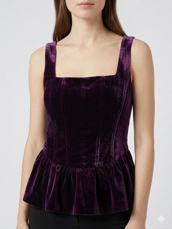 Aqua Tops - AQUA Velvet Corset Peplum Top M Purple NWT Coquette